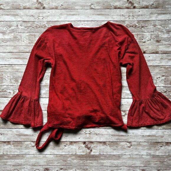 Marine Layer Ava Wrap Top Bell Sleeves Red Stripe Size Small NWT - Picture 3 of 9